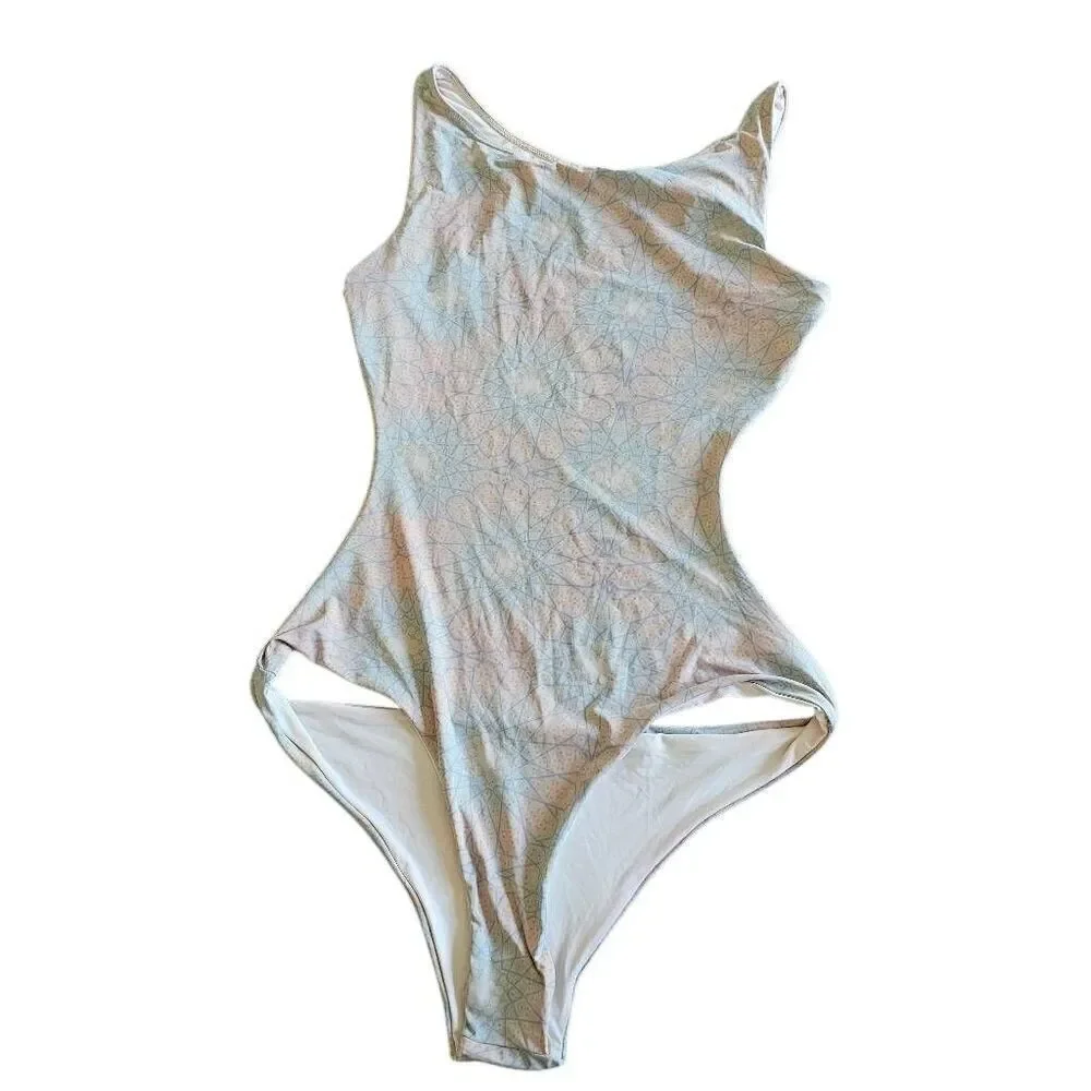Smeralda womens Sz L multicolor printed pastel one pc Swimsuit
